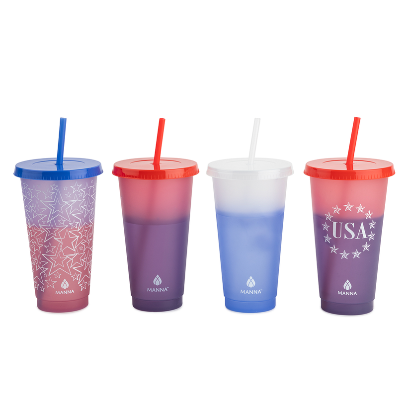 4PK 24 oz Patriotic Color Changing Cups Z3